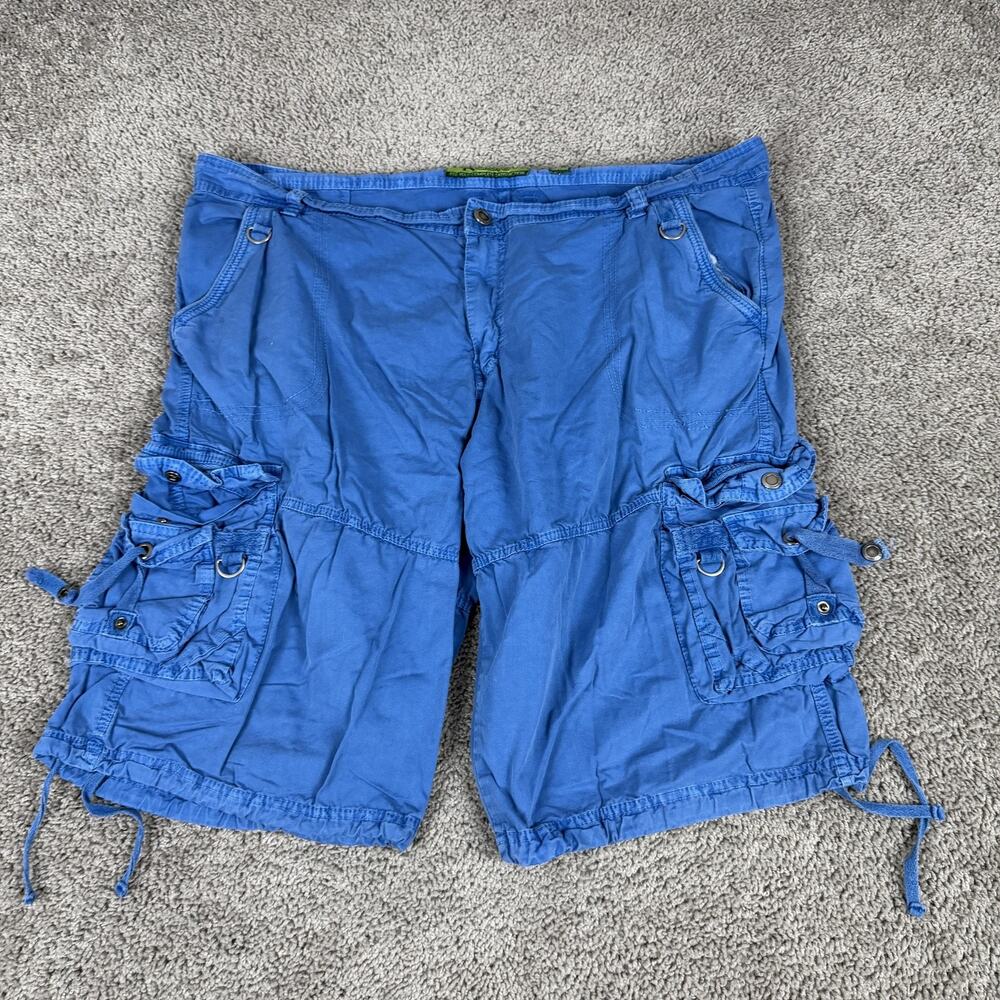 Kaalu Cargo Shorts Mens 42 Blue Multi Pocket Drawstring Hem Cotton Utility